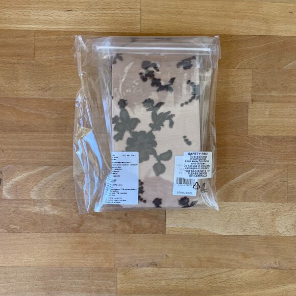 FREE PEOPLE Flocked Floral Tights Sheer Brown Size M/L - Picture 6 of 6